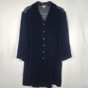 J Jill Black Velvet Long Tunic or Dress Womens‎ Large Petite Goth Y2K Whimsigoth